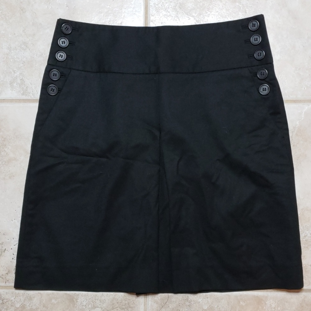 J. Crew Black Double Panel Button Wool skirt.